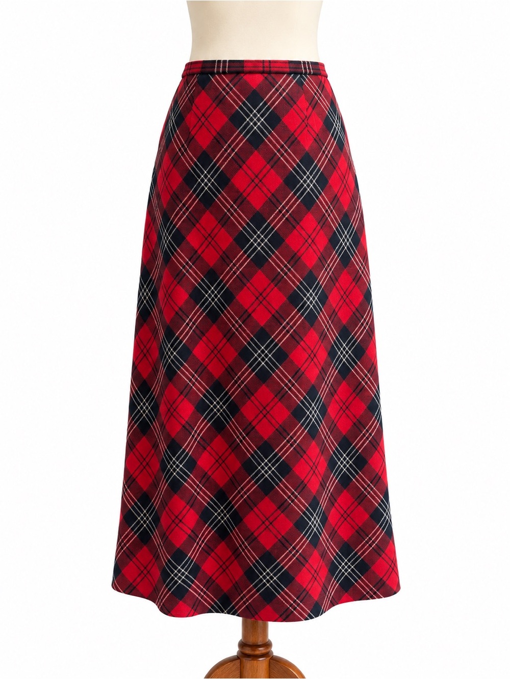Pendleton Red Holiday Christmas Plaid 100% Virgin Wool Long Skirt 4